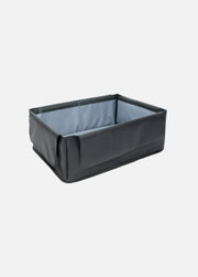 Gray fabric storage box on a white background