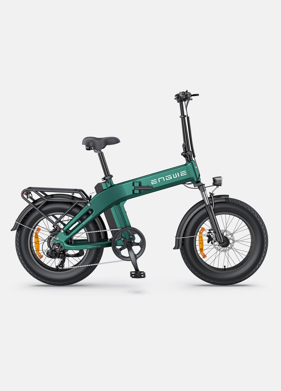Green electric bike on a white background