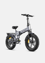 Silver electric bike with large wheels on a white background