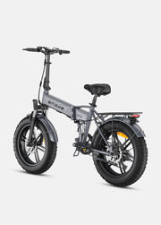 Gray electric bike with large wheels on a white background