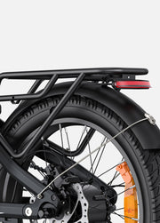 Close-up of a black electric bike with a white background