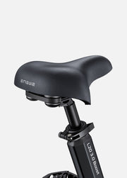 Black bicycle seat with ENGWE branding on a white background