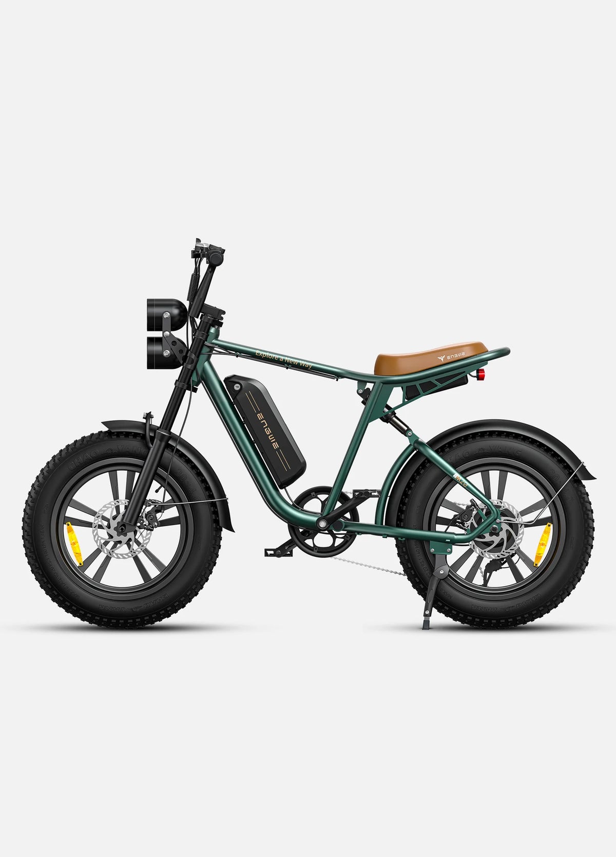 Green electric bike on a white background