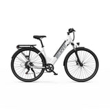 White electric bike with black accents on a white background