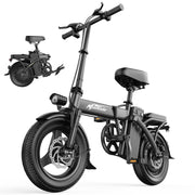 Black electric bike with folded version on a white background, featuring the brand 'Aairsk'.