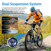 Aairsk GT900 elektrische mountainbike met dubbele vering op verschillende terreinen 4